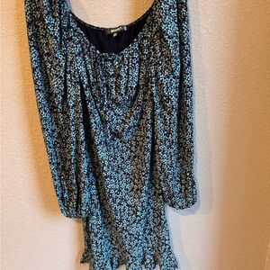Misguided blue balloon sleeve Floral Dress Sz 12 feminine festival Cottagecore